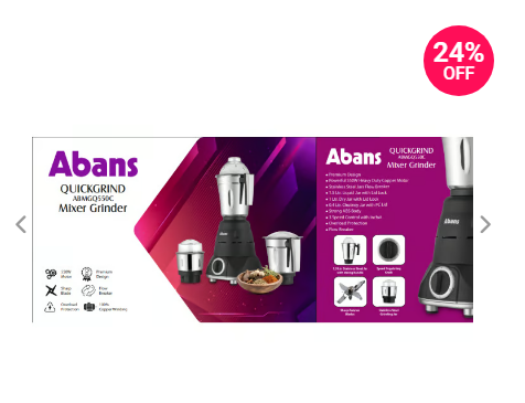 Abans 3 In 1 Mixer Grinder 550W - Quick Grind